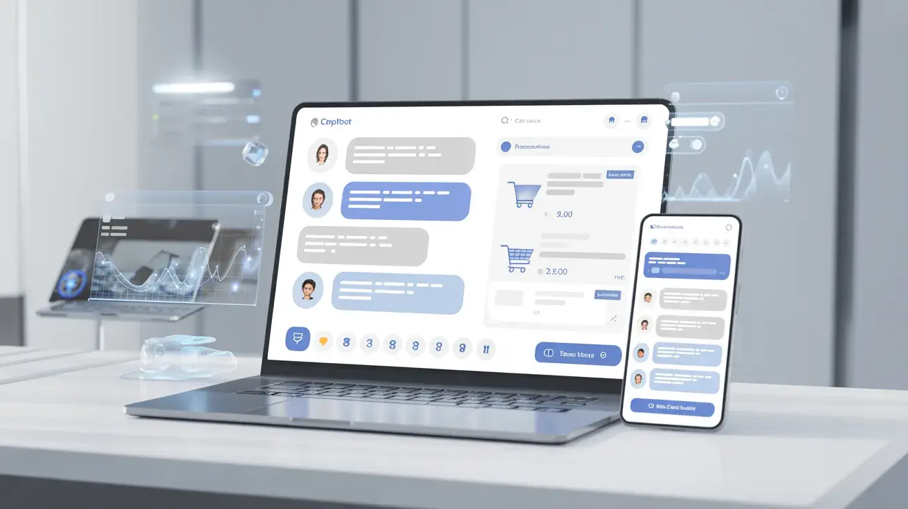 Shopify customer AI sales agent chat interface on laptop and smartphone assisting shoppers in real time.